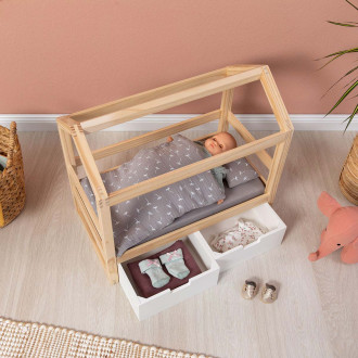 MUSTERKIND® Puppen-Hausbett Viola natur/weiß