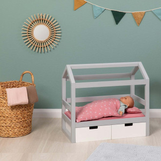 MUSTERKIND Puppen-Hausbett Viola grau/weiß