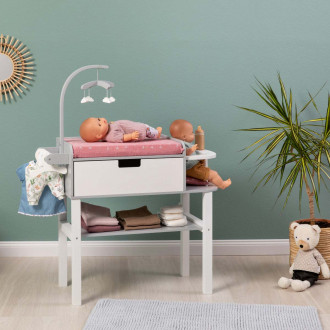 MUSTERKIND® Puppen-Wickelkommode Viola grau/weiß / rosa - AUS RETOURE (3)