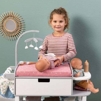 MUSTERKIND® Puppen-Wickelkommode Viola grau/weiß / rosa - AUS RETOURE (3)