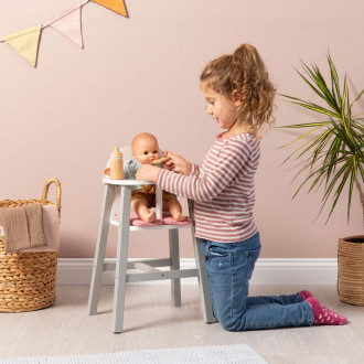 MUSTERKIND® Doll high chair Viola gray / white / pink