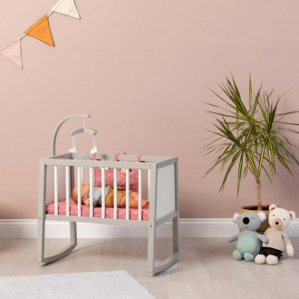 MUSTERKIND® Puppenwiege Viola grau/weiß/altrosa
