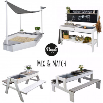 Meppi sandpit Laboe with stove and grill - white / grey