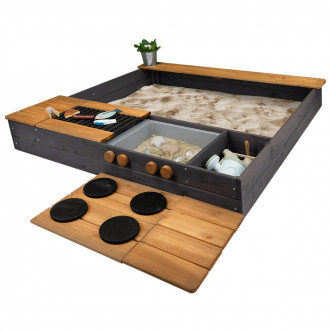 Meppi sandpit Laboe with stove and grill - anthracite / brown
