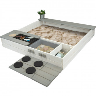 Meppi sandpit Laboe with stove and grill - white / grey