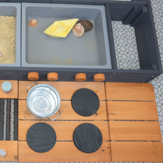 Meppi Sandkasten Laboe mit Herd und Grill  - anthrazit / teak