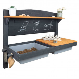 Meppi Matschküche Wand anthrazit / teak