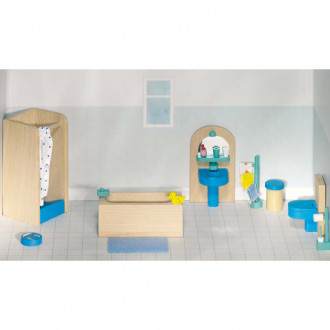 Goki poppenhuismeubeltjes badkamer blauw