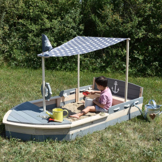 Sun Sandkasten Boot Krabbe grau-natur