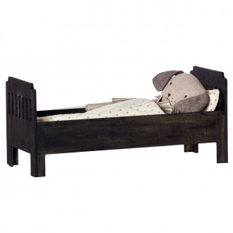 Maileg Puppenhausmöbel Bett für Hasen schwarz