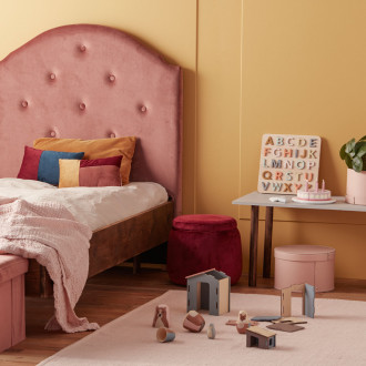 Kids Concept Sitzkiste rund Samt weinrot