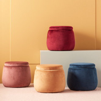 Kids Concept Sitzkiste rund Samt blau