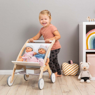 MUSTERKIND® Puppen-ZwillingsWagen - Barlia natur/weiß