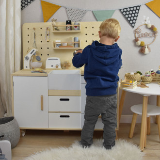 Meppi Copenhagen Wooden Pretend Play Toy Kitchen - white / nature
