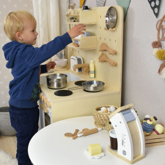 Meppi Copenhagen Wooden Pretend Play Toy Kitchen - white / nature