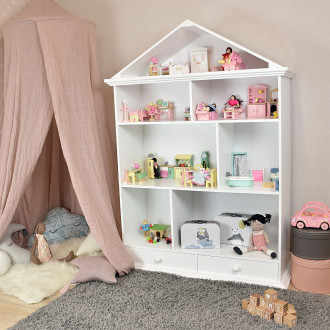 Maison de poupées bibliothèque à niches Meppi en bois