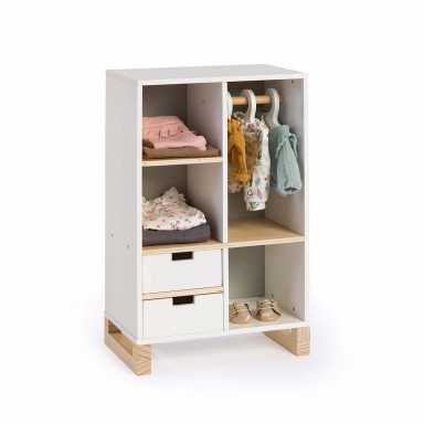 MUSTERKIND® Puppenschrank Viola weiß/natur/grau