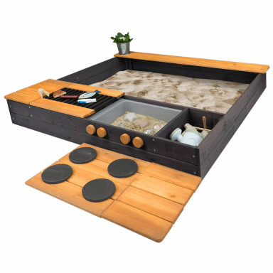 Meppi sandpit Laboe with stove and grill - anthracite / brown