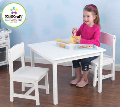 KidKraft Aspen Tisch mit 2 Stühle weiß - AUS RETOURE (1)