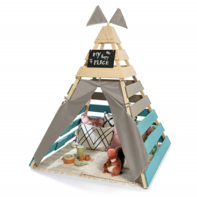 MUDDY BUDDY® Outdoor Tipi Dreamer natur - warmgrau - petrol
