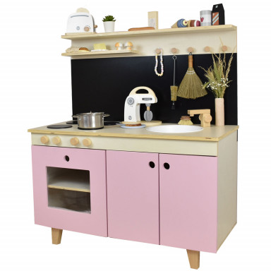 AXI Rosa Cuisine Enfant en bois, Cuisine de jeu multifonctionnelle, Jouet  à sable & eau avec kit d'accessoires de 17 pièces, 40x75x100 cm