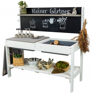 Meppi mud kitchen Little gardener, white - grey