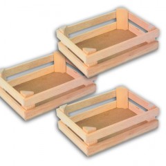 18 x 12 x 9,5 cm Holz  Kaufmannsladen Puppenkinder Kiste 3-er Set ca 