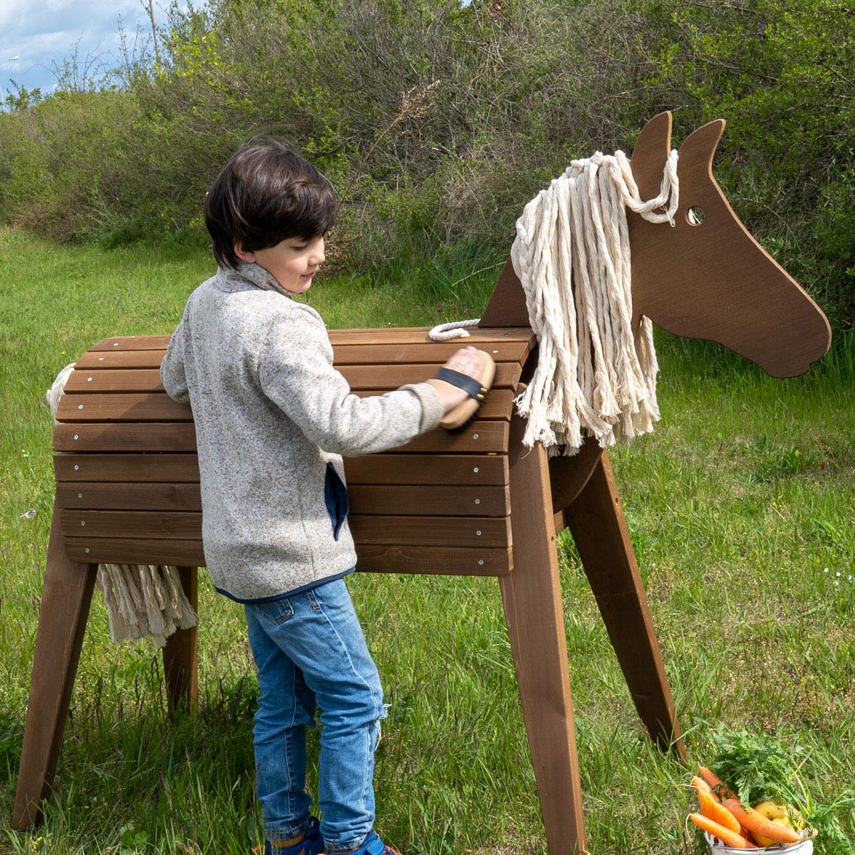 Cavallo di legno compatto  BibidiWood Giocattoli in Legno