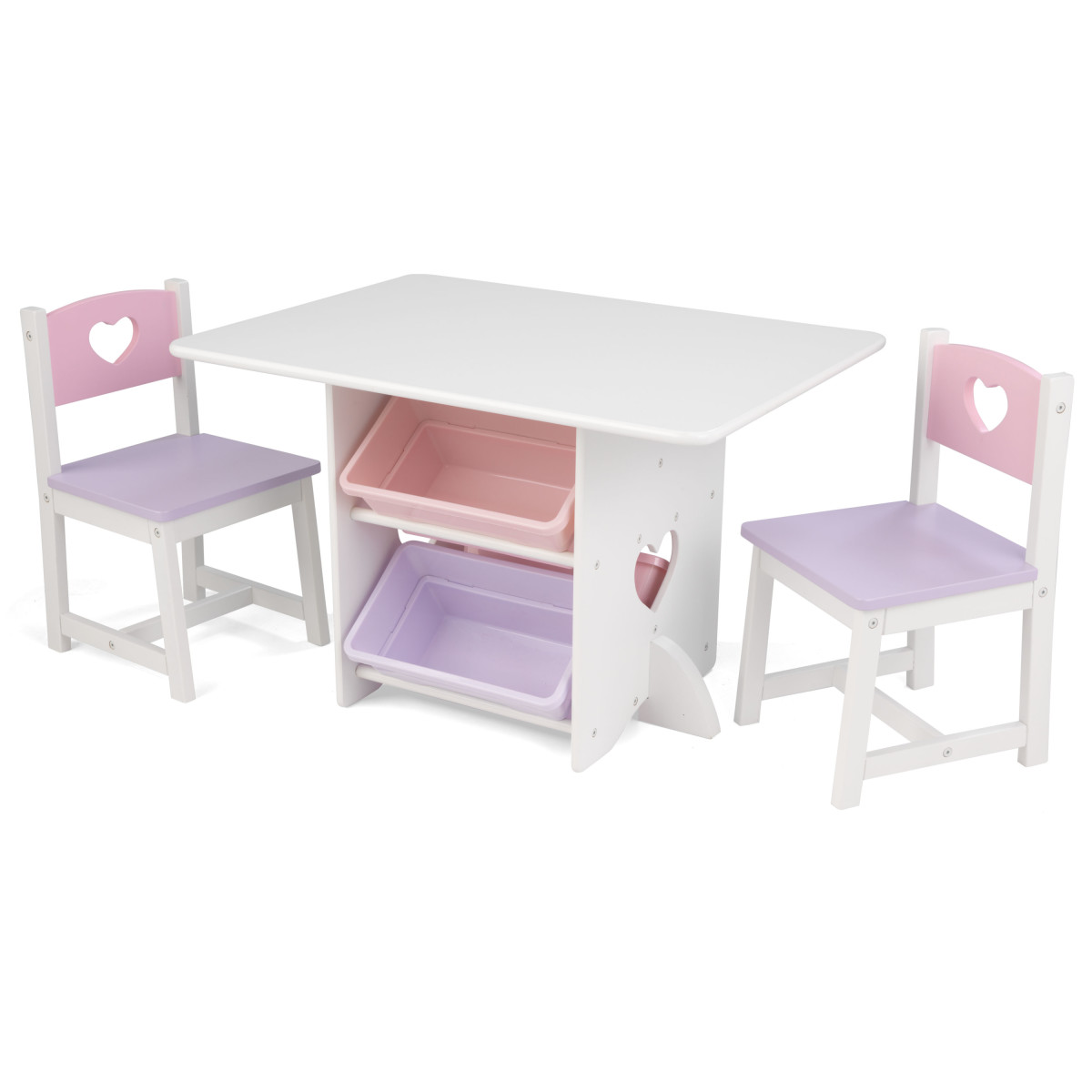 Kidkraft Heart Table Chair Set With Pastel Bins 26913